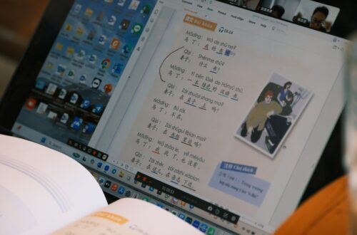 A virtual lesson is taking place on a computer screen.